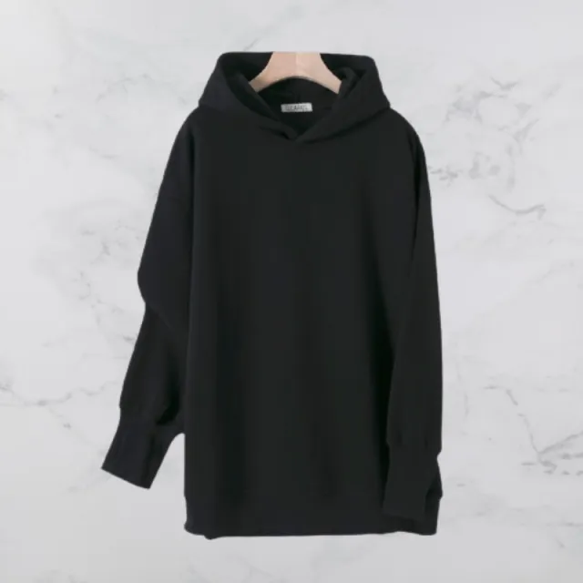 Solid color hooded sweater Black - Shop at LoveMi