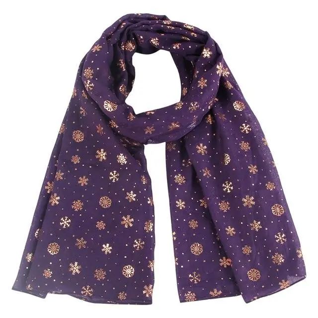 Christmas bronzing cotton and linen scarf Purple - Shop at LoveMi