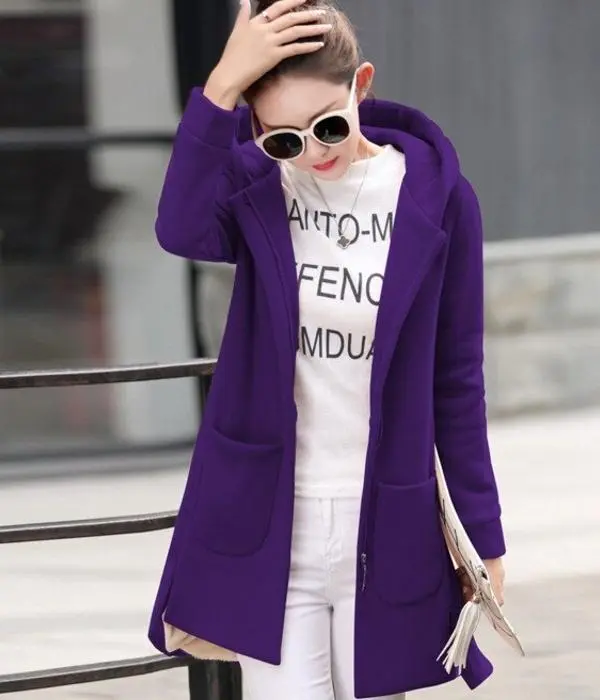 Plush hooded sanitary women loose Purple - Shop at LoveMi