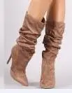 High heeled pointed mid boot Khaki - Shop at LoveMi