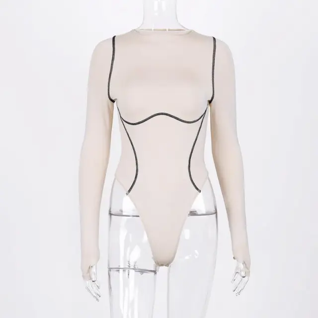 Long sleeve striped bodysuit Apricot - Shop at LoveMi