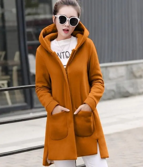 Plush hooded sanitary women loose Yellow - Shop at LoveMi
