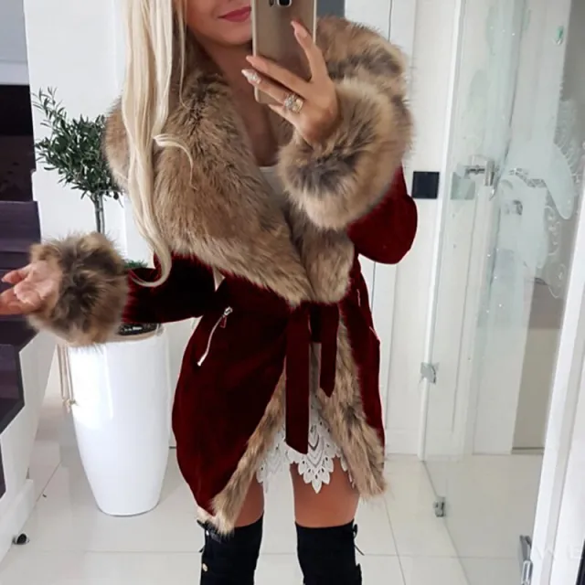 Winter fur coat cotton padded coat Red - Shop at LoveMi