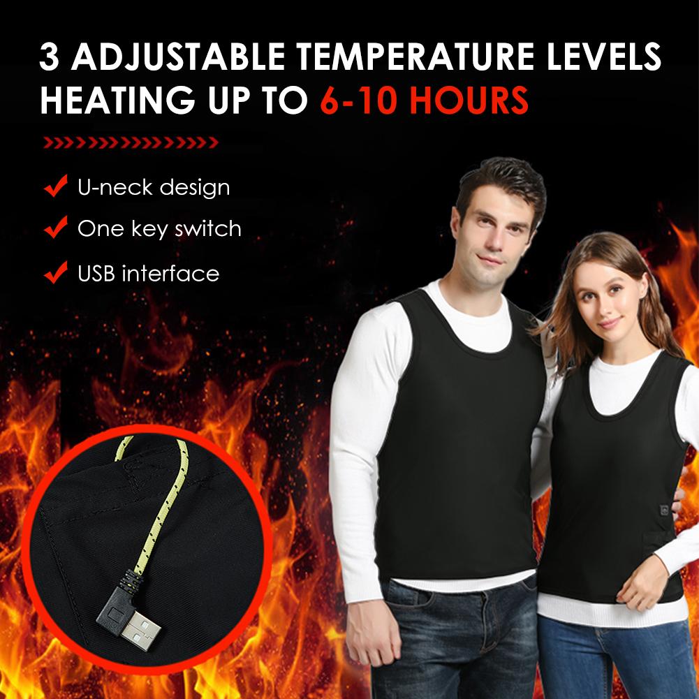 USB Smart Electric Heated Vest Warm 3 Adjustable Temperature Levels Abdomen Back Heating Vest For Outdoor Hiking Cycling Skiing