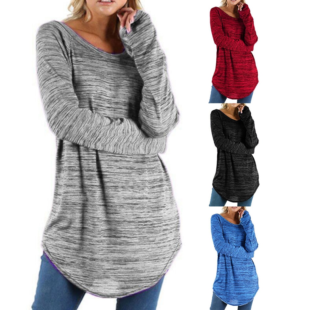 Solid color long sleeve T-shirt