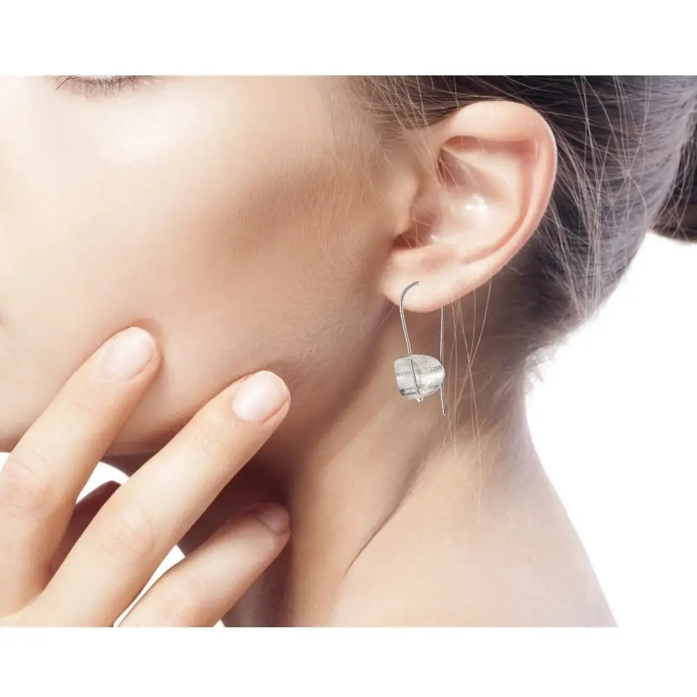 Brushed concave earrings