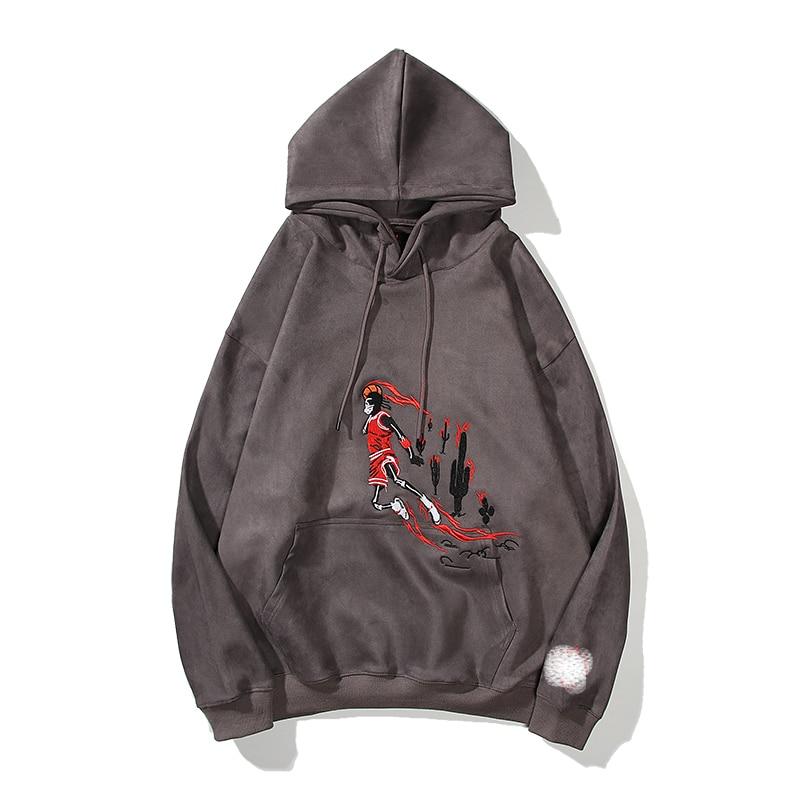 Deerskin velvet tie-dye effect character embroidery for couples loose sweater