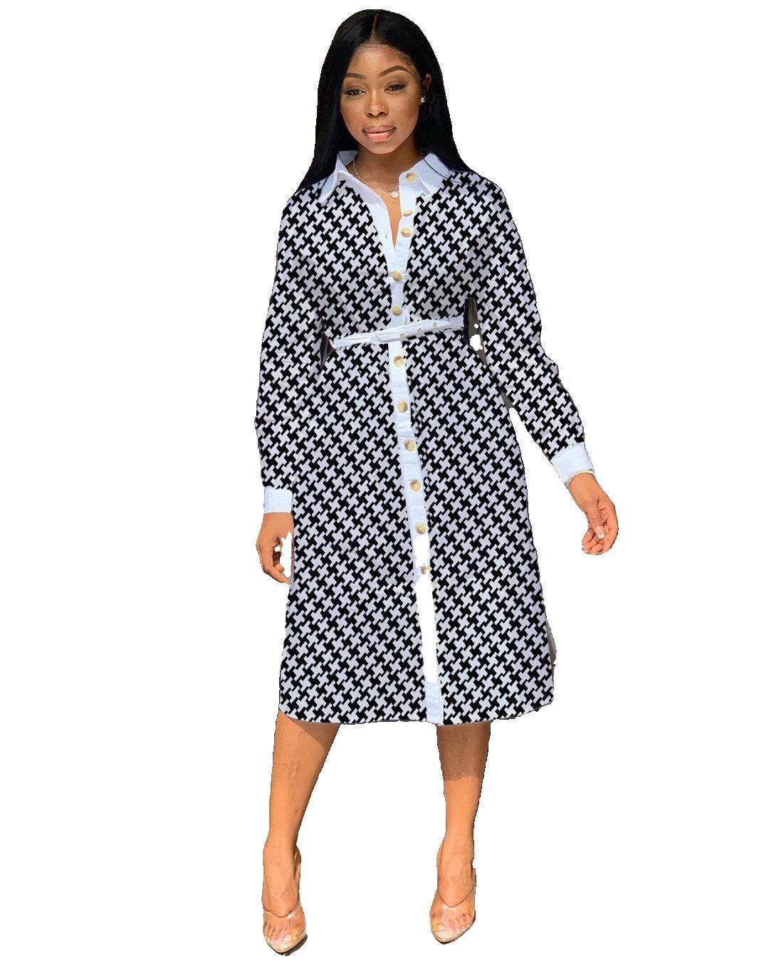 Houndstooth print dress