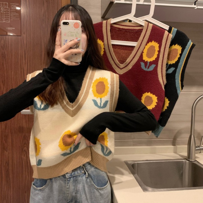 Sunflower stitching vest vest