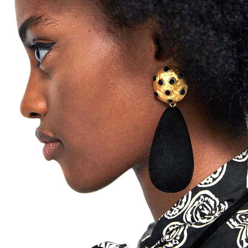 Long flocking drop earrings
