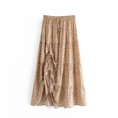 Printed pleated skirt - Beige - View 1