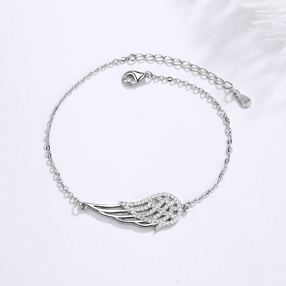 Sterling silver 925 angel wings bracelet women
