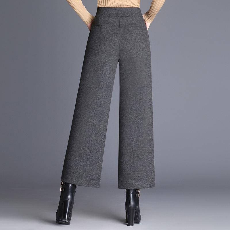 Women's woolen wide-leg pants