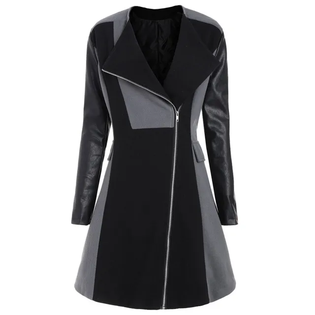 Women's loose stitching windbreaker jacket Grey - Shop at LoveMi