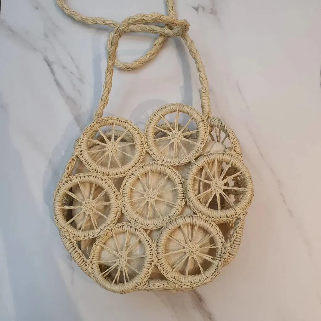 Ring handmade straw bag - Beige