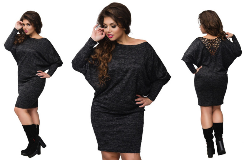 Bat sleeve lace dress