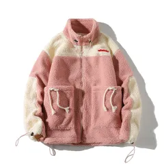 Lamb wool sweater coat - Pink - View 1