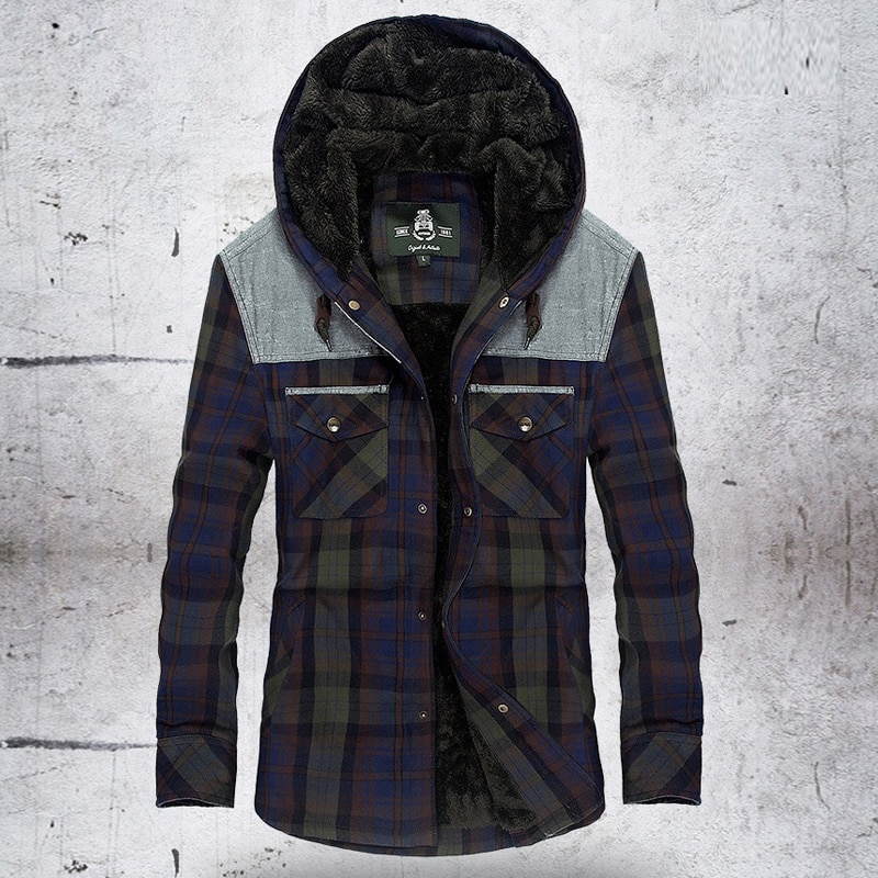 Title 4, Plaid Hooded Shirt