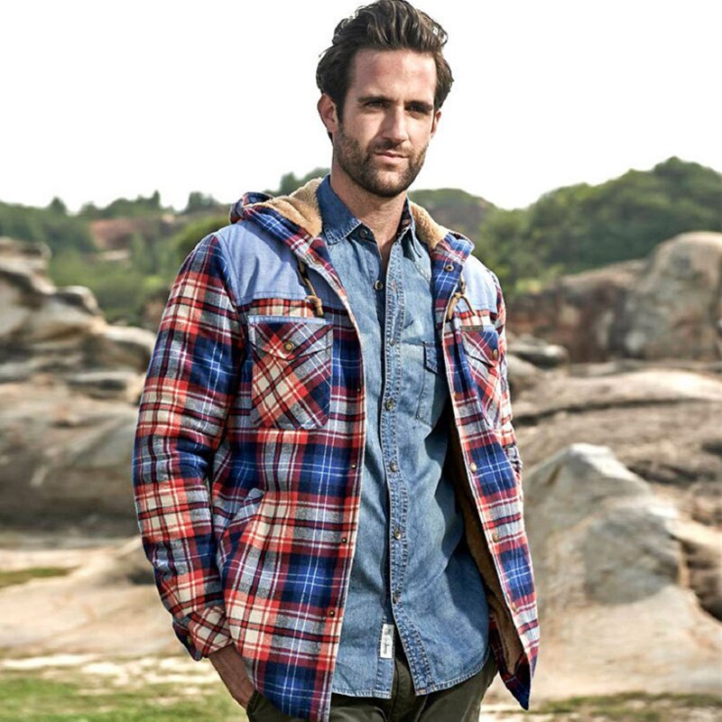 Title 7, Plaid Hooded Shirt