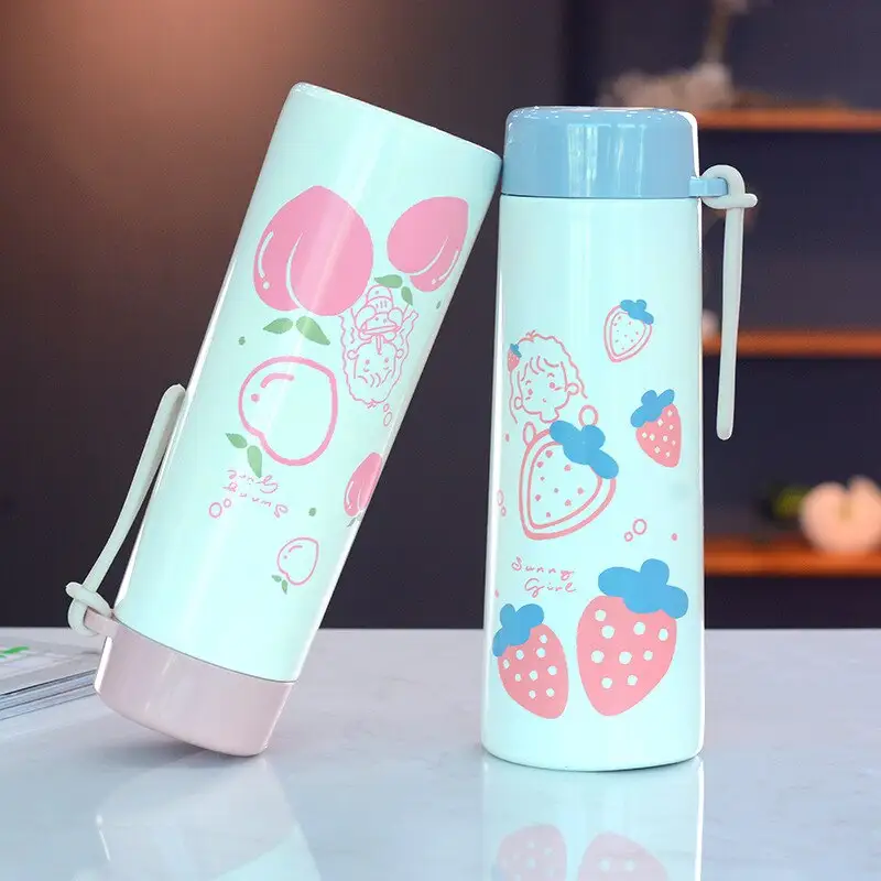 Portable silicone handle thermos cup