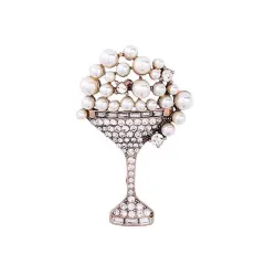 Vintage wine glass brooch - Silver - View 1