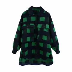 Euramerican pocket embellished Plaid Shirt coat - Green - View 1