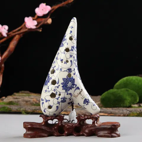 12-hole Alto C-playing Blue and White Porcelain Ocarina