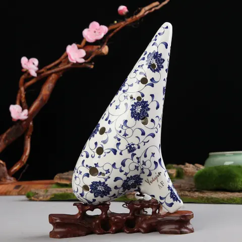 12-hole Alto F Professional Blue and White Porcelain Ocarina