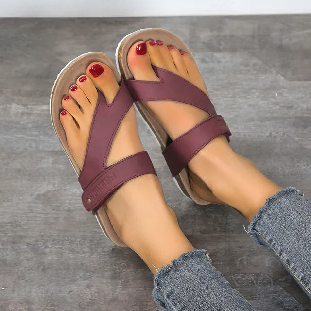Women's Flat Sandals Flip Flops Slippers Outdoor Daily Casual Beach Shoes Slides Burgundy - Shop at LoveMi