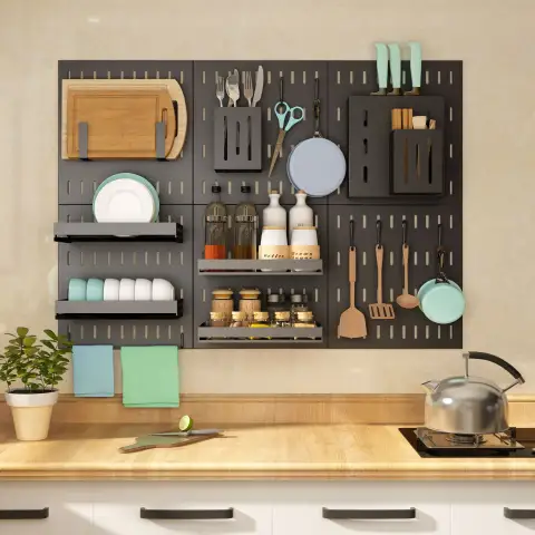Stainless Steel Kitchen Wall Mounted Storage Rack Hole Plate