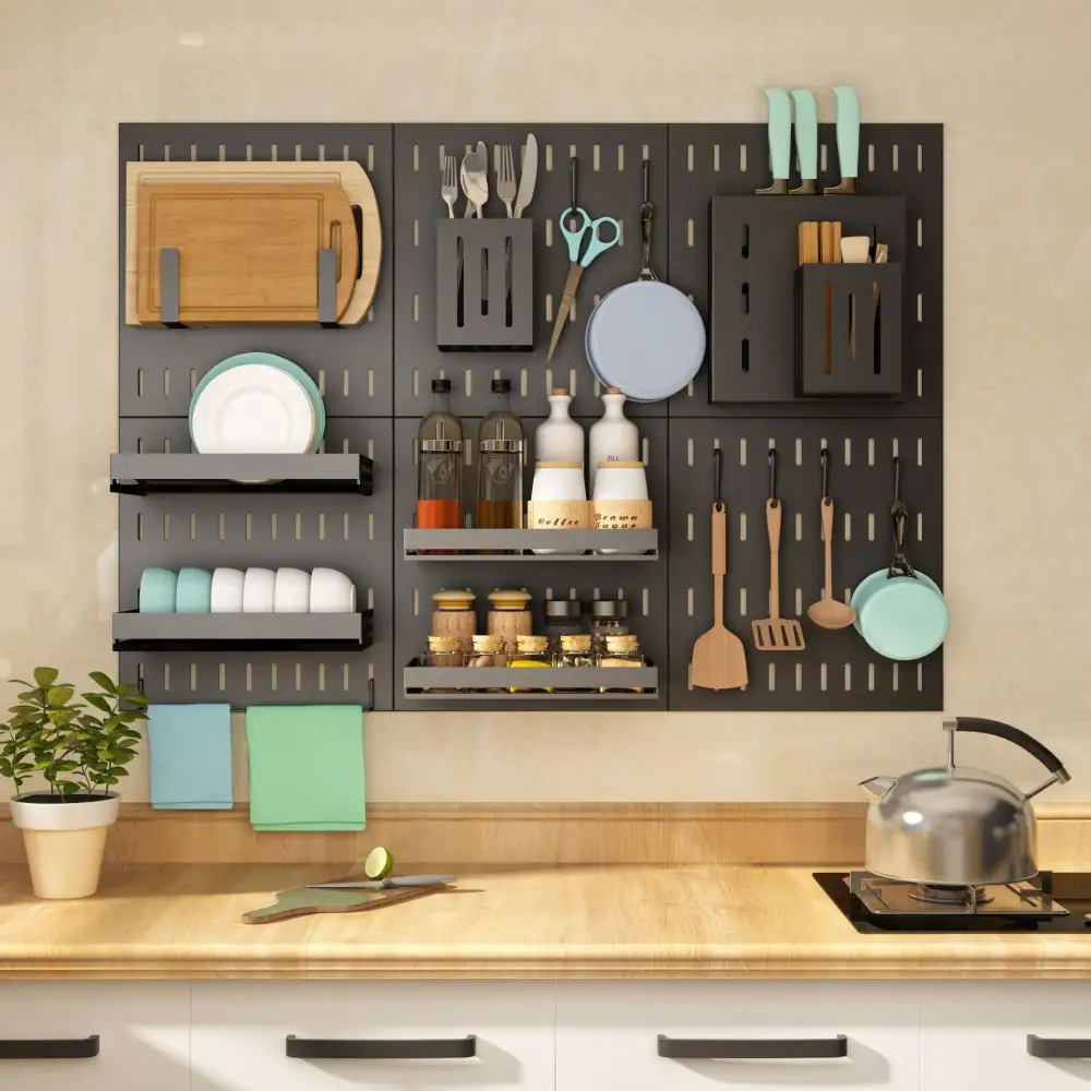 Stainless Steel Kitchen Wall Mounted Storage Rack Hole Plate