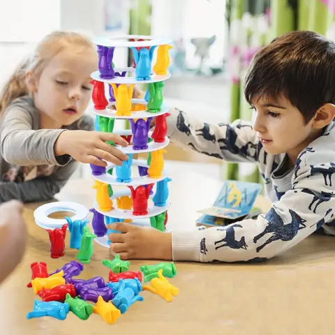 Penguin Tower Collapse Desktop Game Balance Toy Challenge