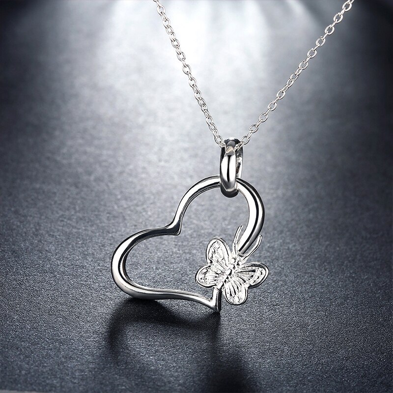 New silver pendant love Butterfly Necklace