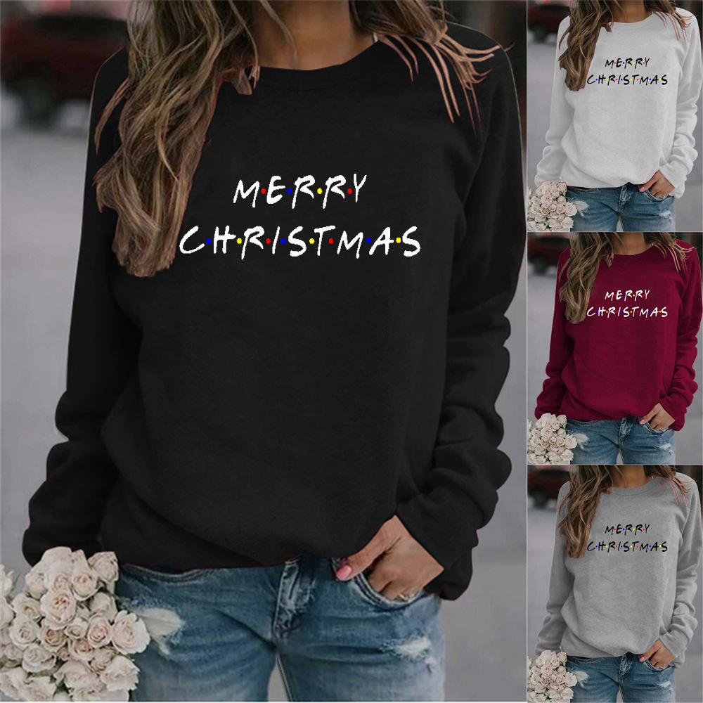 Printed round neck long sleeve sweater
