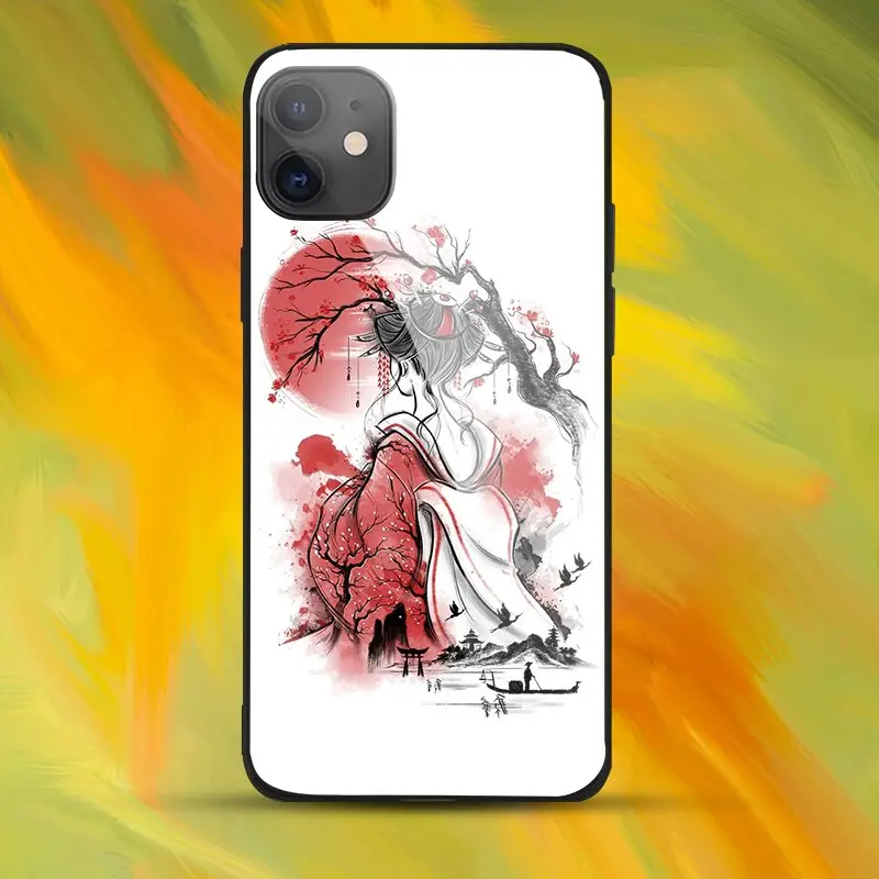 Geisha Dreamland Tempered Glass Soft Silicone Phone