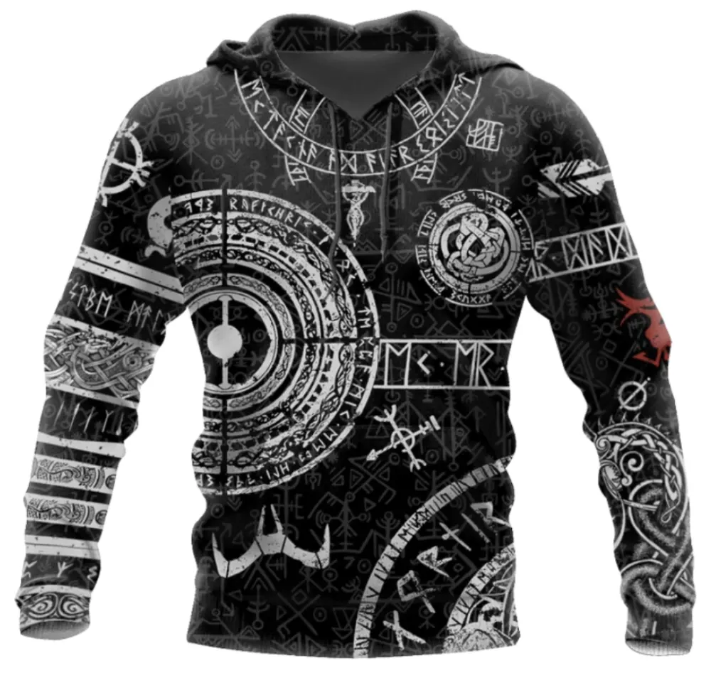 Viking Odin Tattoo D Printed Men Hoodies
