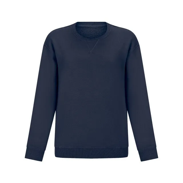 Pullover round neck long sleeve sports sweatshirt - Cyan