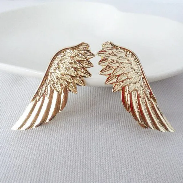 Metal texture punk style wing collar pin brooch Golden - Shop at LoveMi