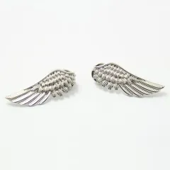 Metal texture punk style wing collar pin brooch - Silver - View 1