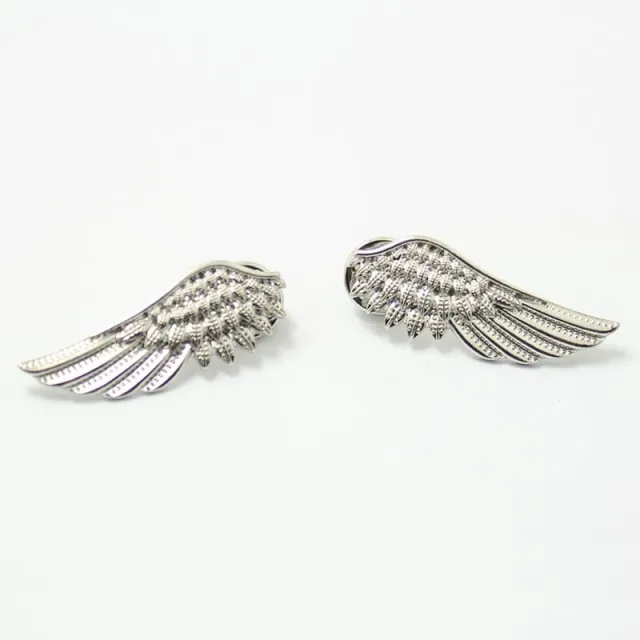 Metal texture punk style wing collar pin brooch Silver - Shop at LoveMi