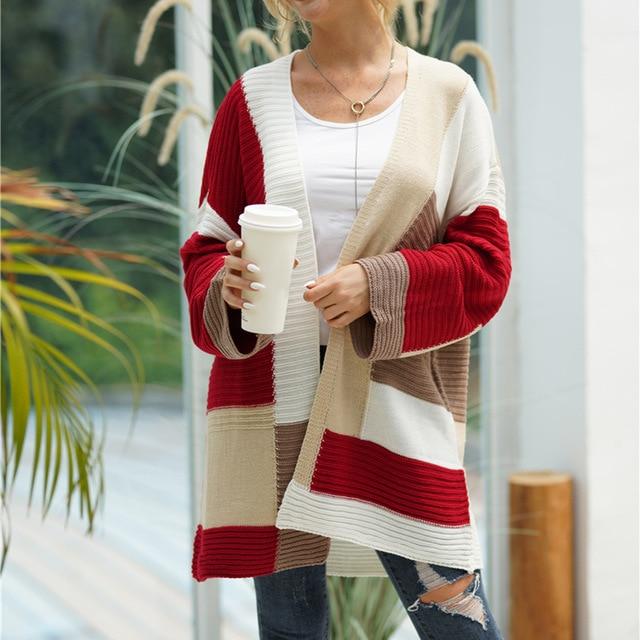 Women's loose knit cardigan jacket