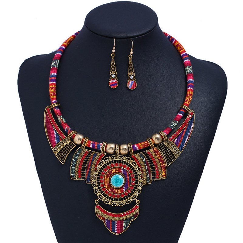 Resinous ceramic earring ornament set (Red)
