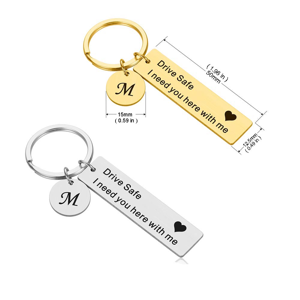 Letter tag stainless steel keychain