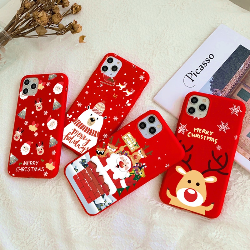 Christmas red cartoon frosted painted phone case - Image 2