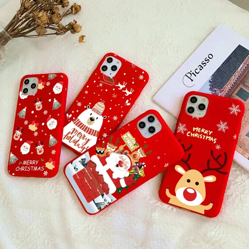 Christmas Red Cartoon Frosted Painted Phone Case