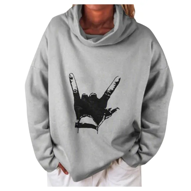 Printed loose fit women's sweater Grey - Shop at LoveMi
