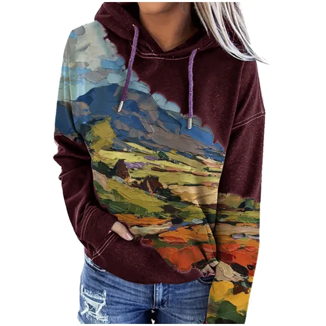 Printed hooded long sleeves Red - Shop at LoveMi
