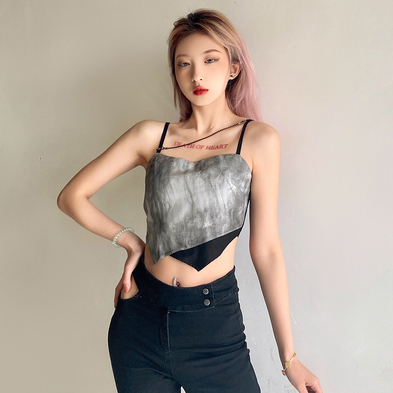 Title 4, Fairy Smoky Gray Tie-dye Stitching Irregular Sm...