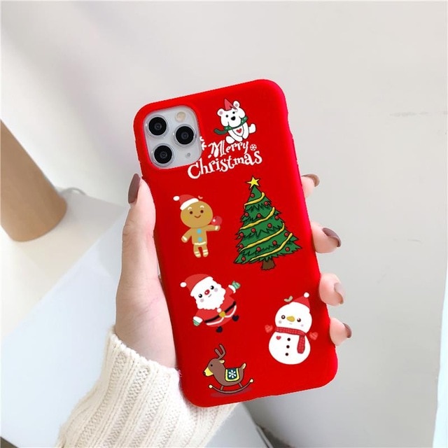 Christmas red cartoon frosted painted phone case - Image 4