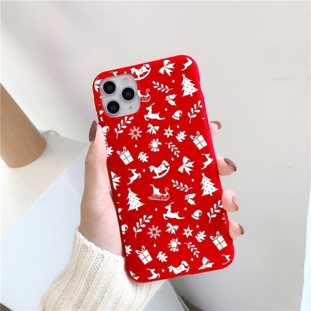 Christmas red cartoon frosted painted phone case - Image 3